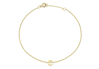 9K Yellow Gold Initial 'C' Adjustable Bracelet