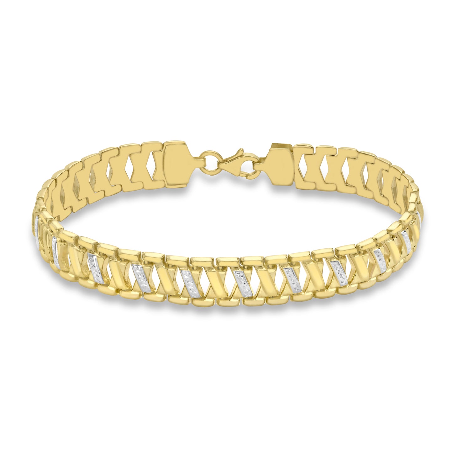 9K Yellow Gold 'Kiss' Ladder Bracelet 7.5"