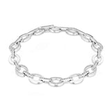 Sterling Silver Cubic Zirconia Oval Link Bracelet 7.5"