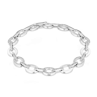 Sterling Silver Cubic Zirconia Oval Link Bracelet 7.5"