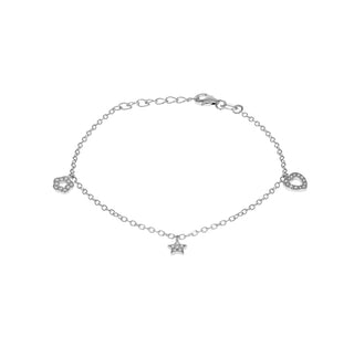 Sterling SIlver Cubic Zirconia Charm Bracelet