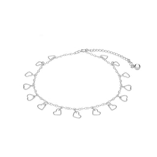 Sterling Silver Open Heart Charm Bracelet