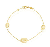 9K Yellow Gold Oval Disk Bracelet 7.5"