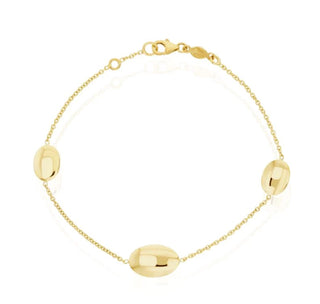 9K Yellow Gold Oval Disk Bracelet 7.5"