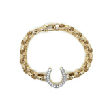 9K Yellow Gold Cubic Zirconia Horseshoe Bracelet 6.25"