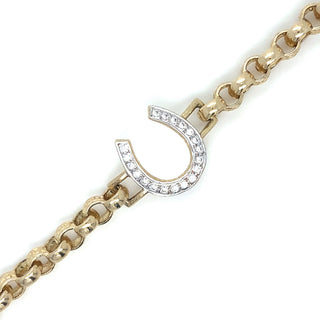 9K Yellow Gold Cubic Zirconia Horseshoe Bracelet 6.25"
