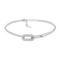 Sterling Silver Cubic Zirconia Link Bracelet 7"-8"