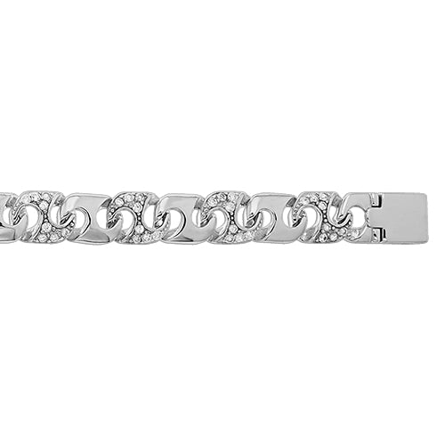 Sterling Silver Cubic Zirconia Anchor Bracelet 8.5"