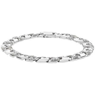 Sterling Silver Cubic Zirconia Anchor Bracelet 8.5"