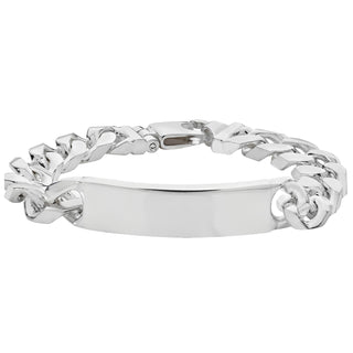 Sterling Silver Curb Chain ID Bracelet 8.5"