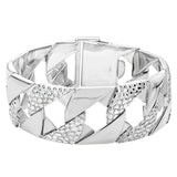 Sterling Silver Textured Curb Chain Bracelet 8"