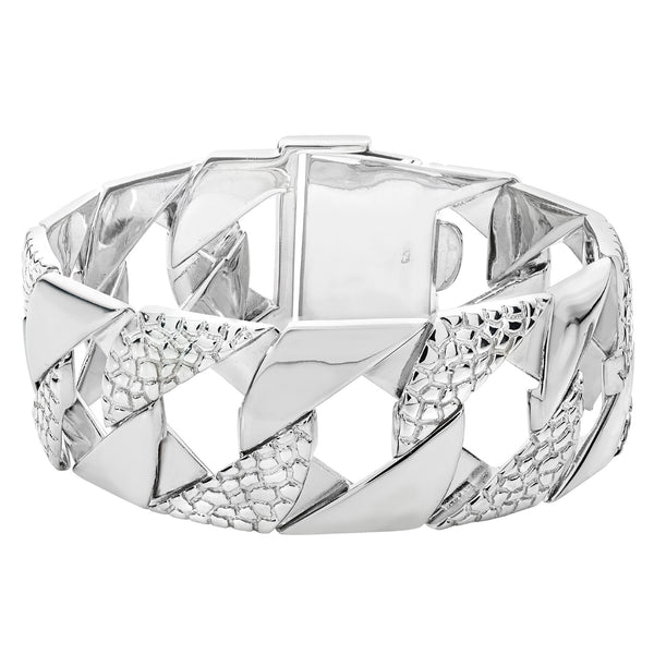 Sterling Silver Textured Curb Chain Bracelet 8"