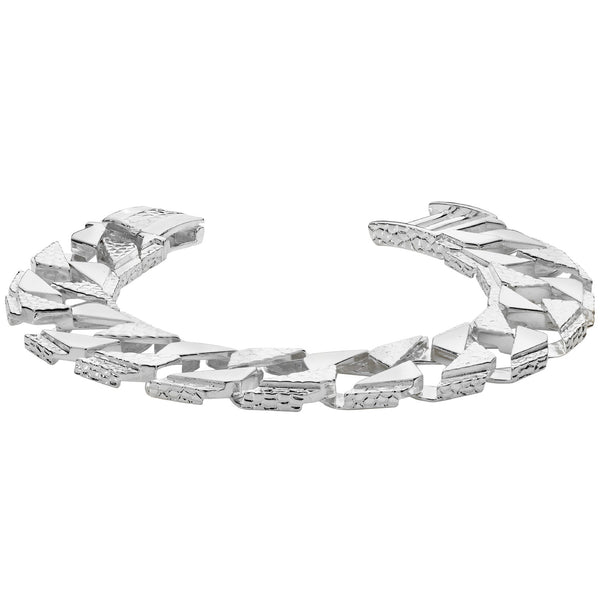 Sterling Silver Textured Curb Chain Bracelet 8.5"