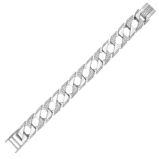 Sterling Silver Textured Curb Chain Bracelet 8.5"