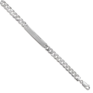 Sterling Silver Textured Curb Chain ID Bracelet 8.5"