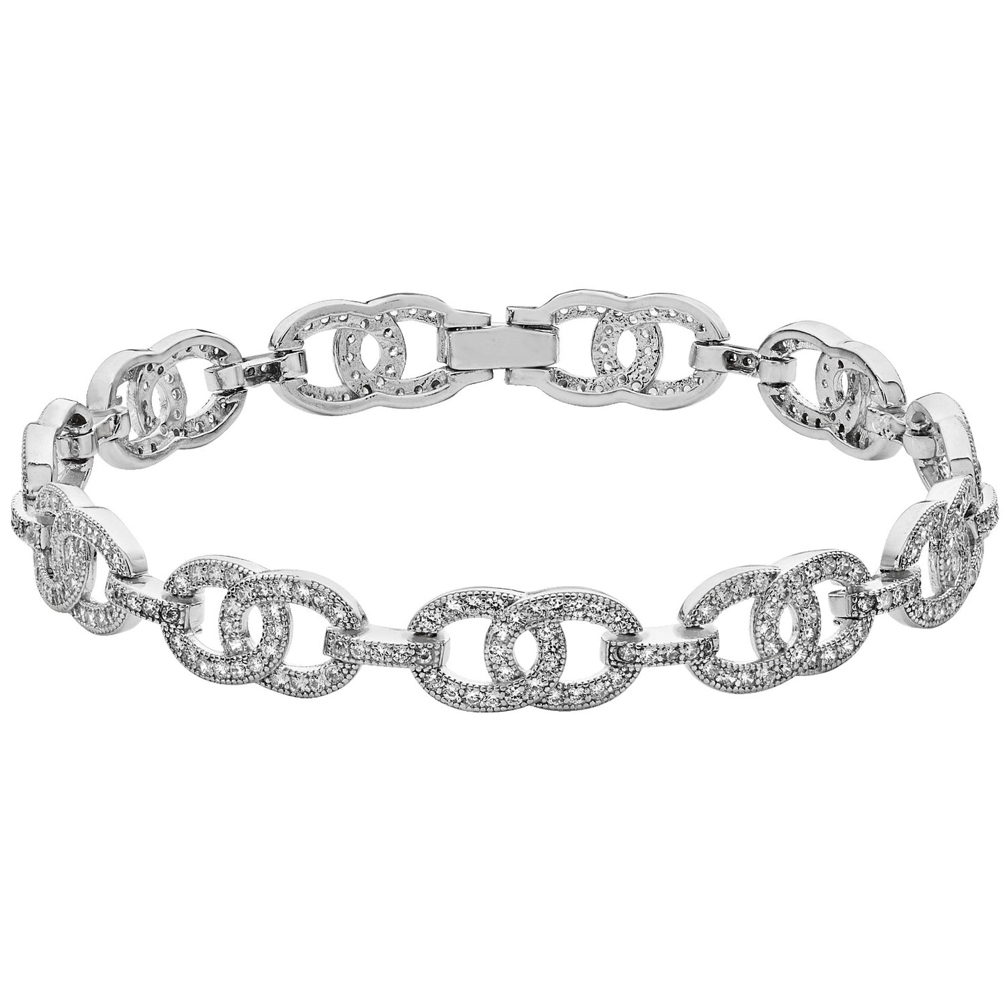 Sterling Silver Cubic Zirconia Loop Bracelet 7.5"