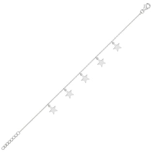 Sterling Silver Star Charm Bracelet 7.5"
