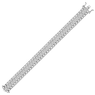 Sterling Silver Cubic Zirconia Watch Strap Bracelet 6"