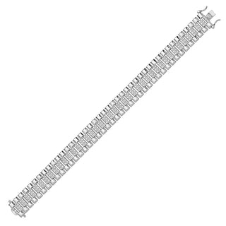 Sterling Silver Cubic Zirconia Watch Strap Bracelet 7.5"