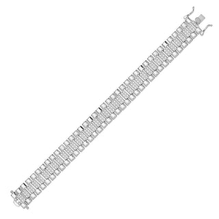 Sterling Silver Cubic Zirconia Watch Strap Bracelet 8.5"