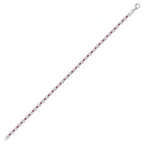 Sterling Silver Red Cubic Zirconia Tennis Bracelet 7"