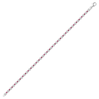 Sterling Silver Red Cubic Zirconia Tennis Bracelet 7"