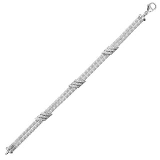 Sterling Silver Cubic Zirconia Mesh Bracelet 7.5"