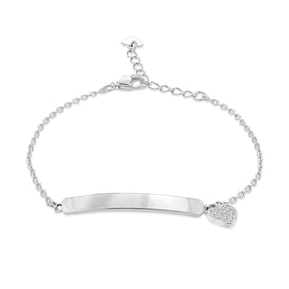 Sterling Silver Heart Charm ID Bracelet 6"-7.5"