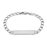 Sterling Silver Curb Chain ID Bracelet 8.5"