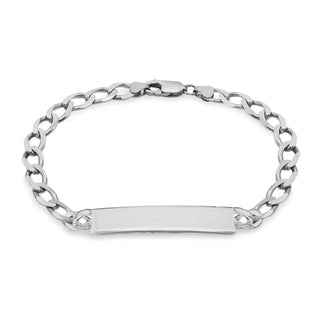 Sterling Silver Curb Chain ID Bracelet 8.5"