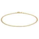 9K Yellow Gold 2mm Curb Chain Bracelet 7"