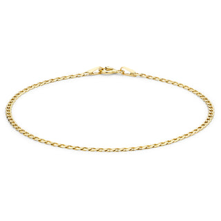 9K Yellow Gold 2mm Curb Chain Bracelet 7"