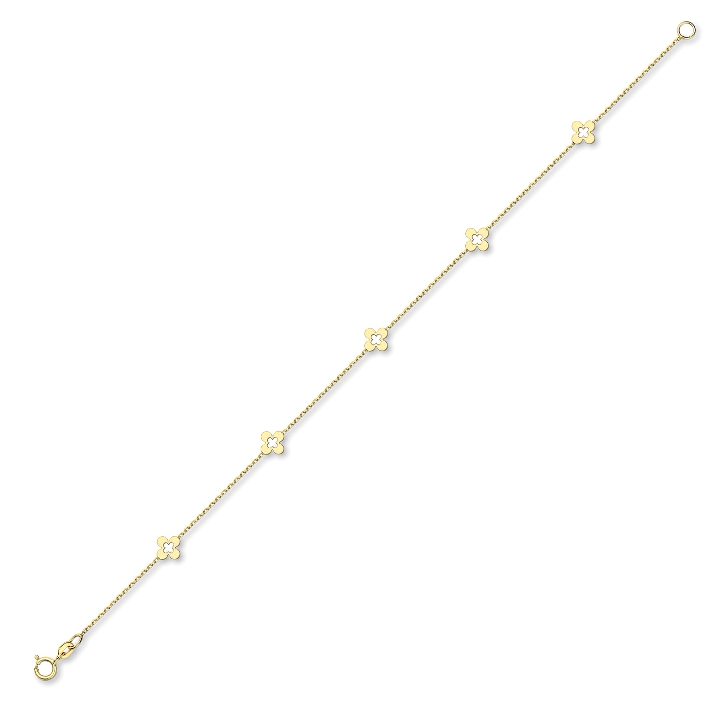 9K Yellow Gold Fancy Trace Chain Bracelet 7"