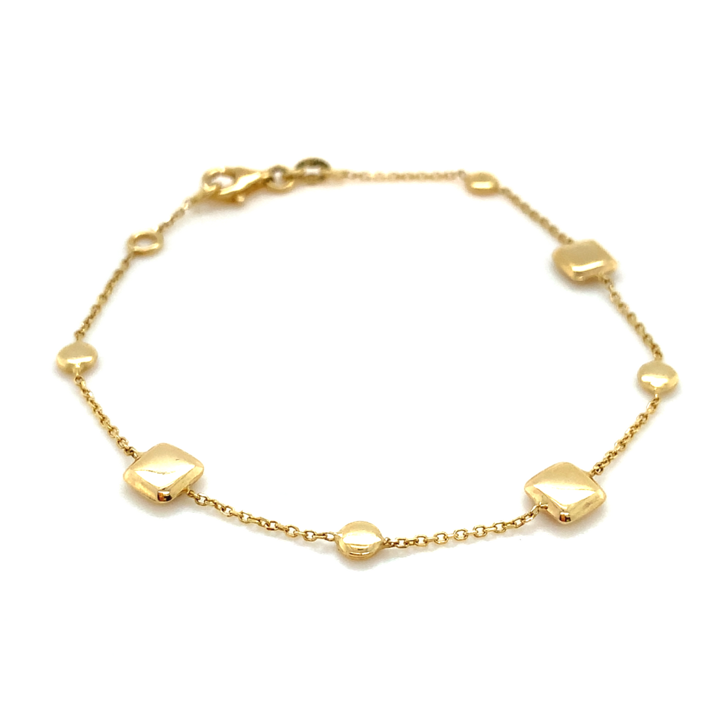 9K Yellow Gold Square and Circle Bracelet