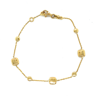 9K Yellow Gold Square and Circle Bracelet