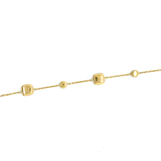 9K Yellow Gold Square and Circle Bracelet