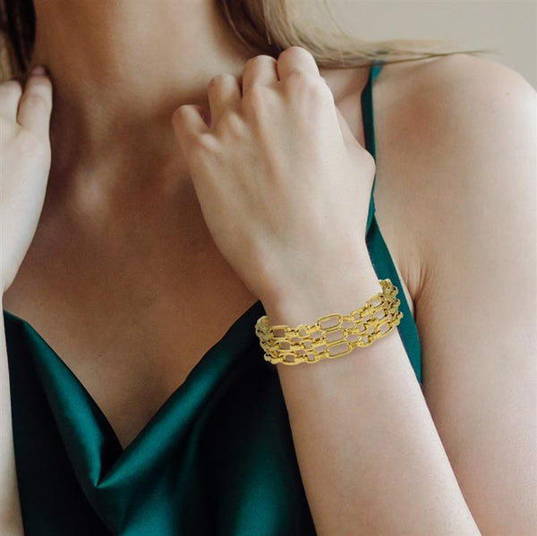 9K Yellow Gold 3 Strand Figaro Bracelet
