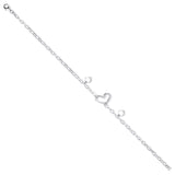 Sterling Silver Heart Charm Bracelet 10"