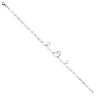 Sterling Silver Heart Charm Bracelet 10"