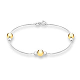9K 2 Colour Gold Beaded Snake Chain Bracelet 7"