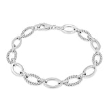 9K White Gold Cubic Zirconia Oval Link Bracelet 7.5"