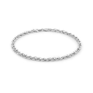 9K White Gold 3mm Prince of Wales Bracelet 7.5"