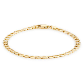 9K Yellow Gold 4mm Curb Chain Bracelet 7"