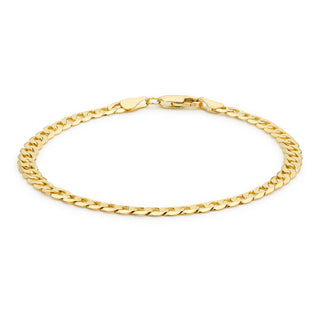9K Yellow Gold Diamond Cut Flat Curb Chain Bracelet /7.5"
