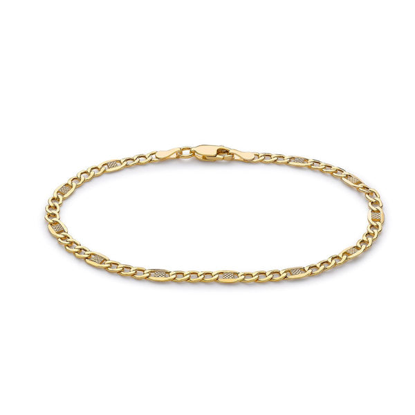 9K Yellow Gold 3.5mm Rambo Chain Bracelet 7.5"