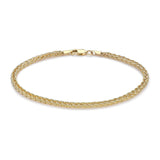 9K Yellow Gold 3mm Spiga Chain Bracelet 7.5"