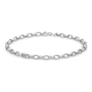 9K White Gold Oval Link Belcher Bracelet 7.5"
