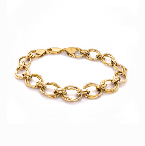 9K Yellow Gold Double Link Oval Chain Bracelet 7.5"