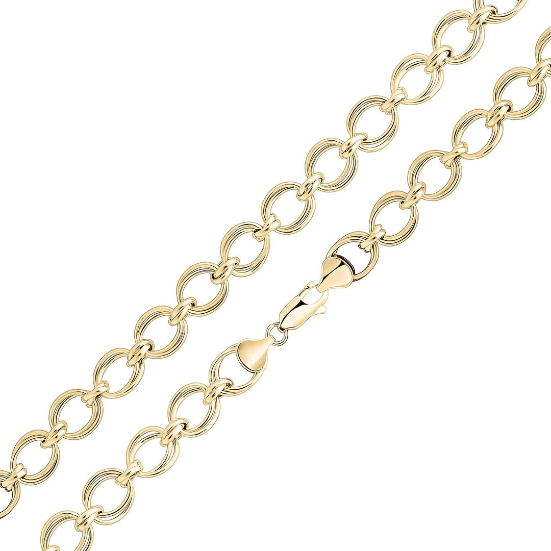 9K Yellow Gold Double Link Oval Chain Bracelet 7.5"