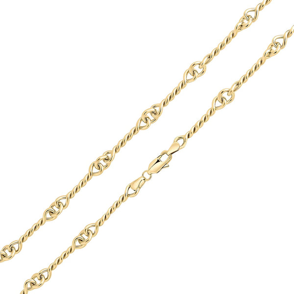 9K Yellow Gold Fancy Twist Link Bracelet 7.5"